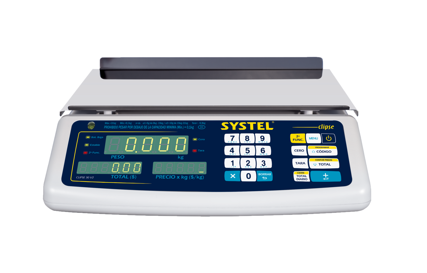 Báscula Comercial Systel Clipse 30kg sin Mástil